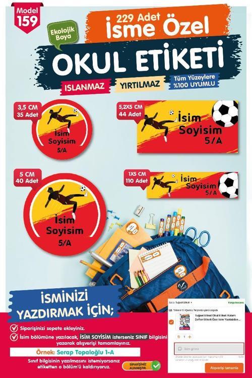 Okul Etiketi Kalem Defter Etiketi Özel İsim Yazılabilen Etiket Seti - İsimli  Etiket OE159-T1482-OE159
