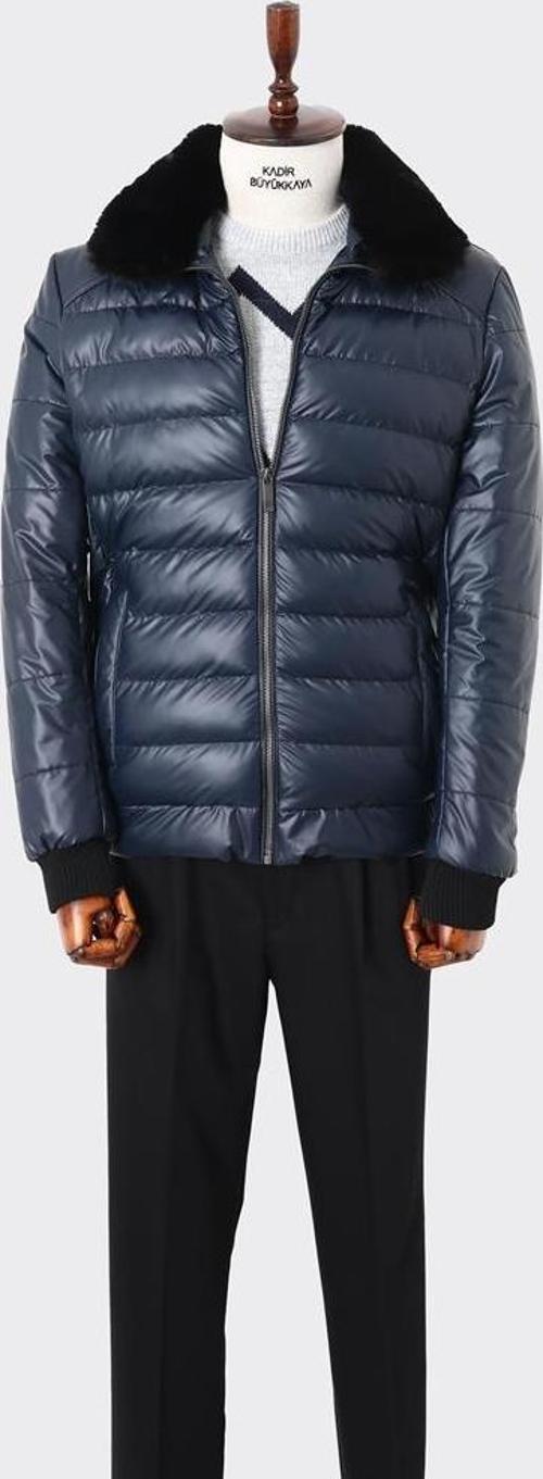 Kürk Detay Yakalı Modern Erkek Mont - Dayanıklı Polyester Kumaş-KAW9152W