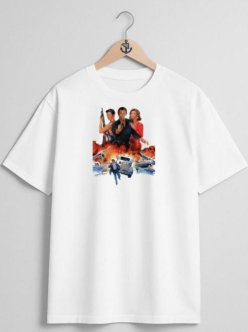 Oversize James Bond Film Series Göğüs Tasarımlı Unisex T-Shirt