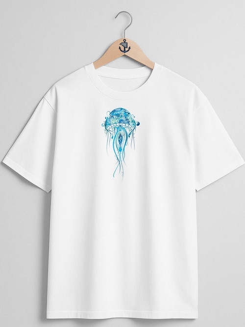 Oversize Deniz Anası Göğüs Tasarımlı Unisex T-Shirt
