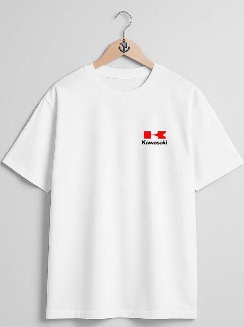 Oversize Kawasaki Logo Cep Tasarımlı Unisex T-Shirt