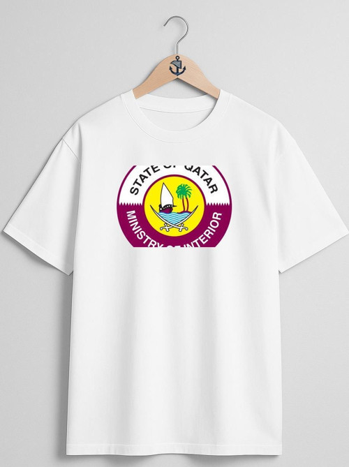 Oversize Ministry Of Interior Qatar Göğüs Tasarımlı Unisex T-Shirt