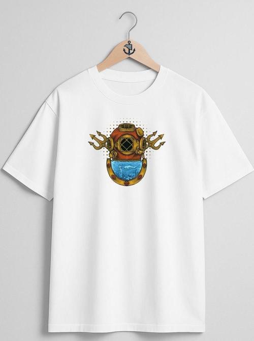 Oversize Antique Diving Dalgıç Helmet Göğüs Tasarımlı Unisex T-Shirt