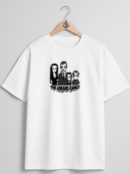 Oversize The Addams Family Göğüs Tasarımlı Unisex T-Shirt