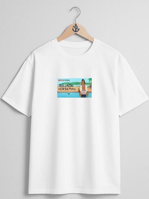 Oversize Bojack Horseman Dizi Göğüs Tasarımlı Unisex T-Shirt