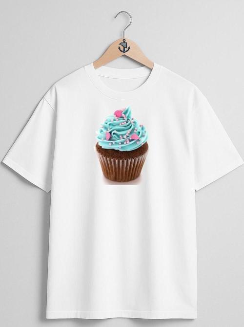 Oversize Cupcake Göğüs Tasarımlı Unisex T-Shirt