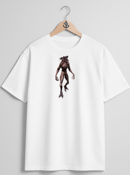 Oversize Demogorgon Eleven Dungeons Göğüs Tasarımlı Unisex T-Shirt