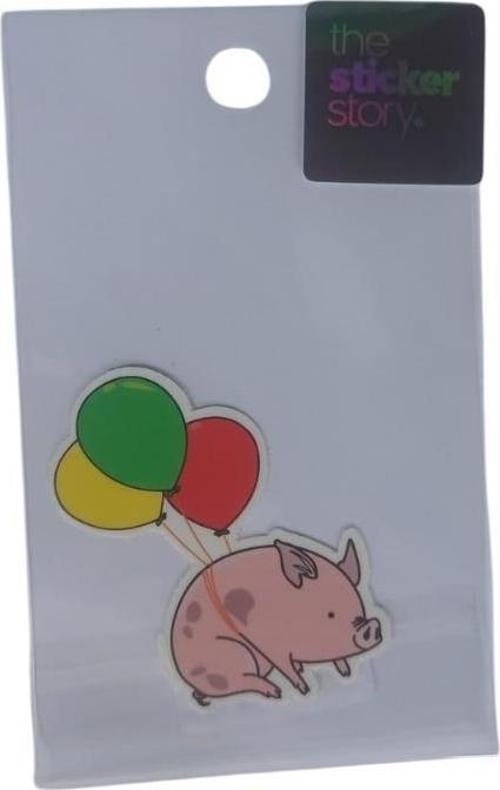 Yapışkanlı Sudan Etkilenmeyen Sticker The Sticker Story Balonlu Domuzcuk Tss0194 (1 Adet)