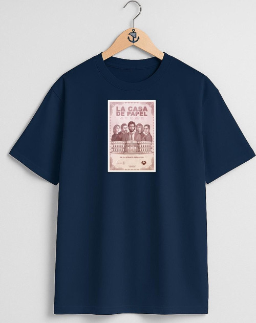 Oversize La Casa De Papel Göğüs Tasarımlı Unisex T-Shirt