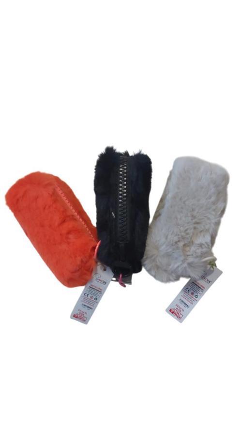 Kalem Çantası Big Zip Tavşan Tüyü Peluş Xl Uncs-1093 (Karışık Renk 1 Adet)