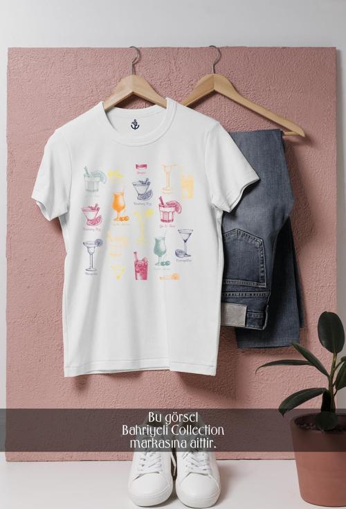Oversize Kokteyller  Tasarımlı Unisex T-Shirt
