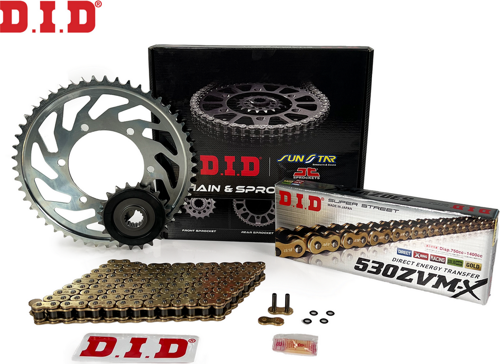 ZİNCİR DİŞLİ SETİ HONDA CBR RR 1000cc ZİNCİR: DID-530ZVM-X Gold-114 ÖN DİŞLİ: JT 16T ARKA DİŞLİ: SUNSTAR 42T 2006-2007