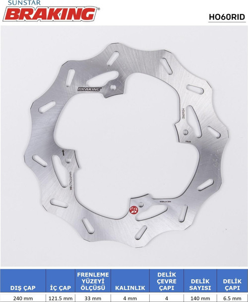 DALGALI ARKA FREN DİSKİ HONDA CRF 450 X 450cc ARKA 2005-2022