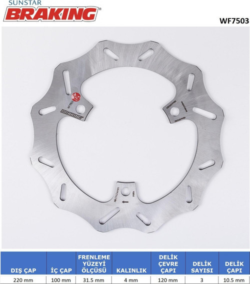 DALGALI ARKA FREN DİSKİ KAWASAKI NINJA 250 R 250cc ARKA 2008-2012