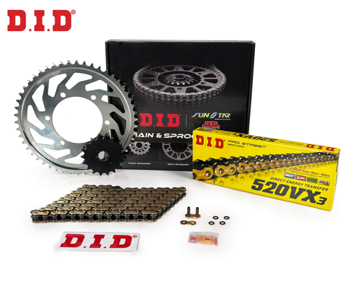 ZİNCİR DİŞLİ SETİ KTM EXC 125cc ZİNCİR: DID-520VX3 Gold-118 ÖN DİŞLİ: JT 13T ARKA DİŞLİ: SUNSTAR 50T 1998-1999