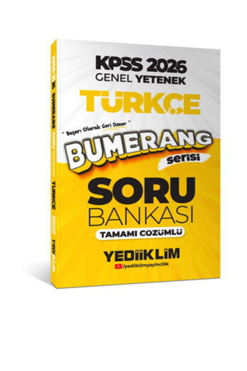 Yediiklim Yayınları 2026 KPSS Genel Yetenek Bumerang Türkçe Tamamı Çözümlü Soru Bankası 416 Sayfa