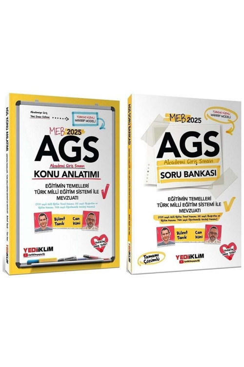Yediiklim 2025 MEB-AGS Eğitimin Temelleri Türk Milli Eğitim Sis. Mevzuatı Konu+Soru 2 li Set