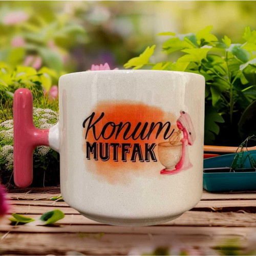 Konum Mutfak Çift Taraf Baskılı Kupa- Seramik Çay, Kahve Hediyelik Bardağı