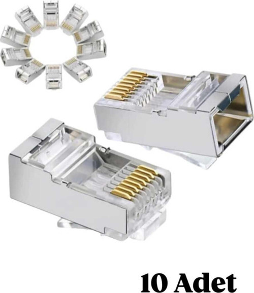 10 Adet Cat5 Cat6 Rj45 Metal Gövde 8P8C Jack Ethernet İnternet Modem Kablosu Soketi Network Uç