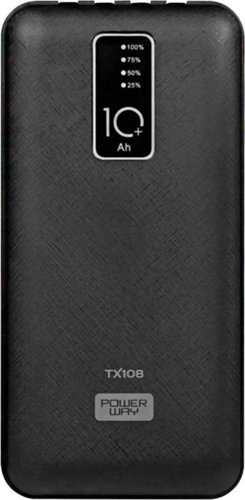 Powerway Tx108 10000 Mah Siyah Göstergeli Ekstra Kablolu 4 Çıkışlı Powerbank