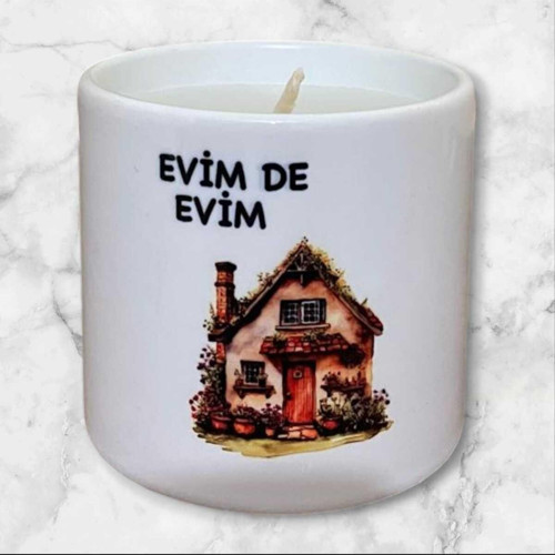 Evim De Evim Seramik Baskılı Kokulu Mum