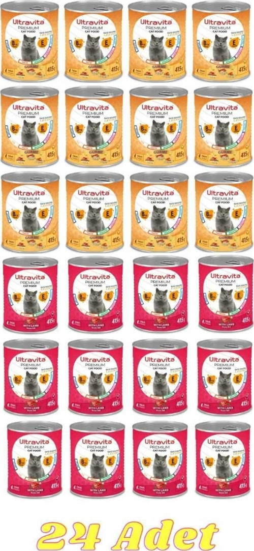 Premium Yüksek Proteinli Gurme * Kuzu Karışık Konserve Yaş Kedi Maması 415Grx24 Adet