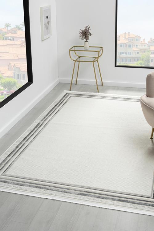 Touch Beyaz Gri Salon Oturma Odası Çocuk Odası Yatak Odası Halısı 0TO349