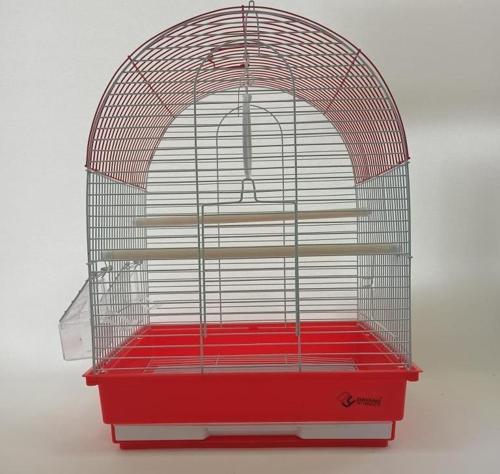 2 Kapı Davul Kuş Kafes 35x28x46 cm Kırmızı
