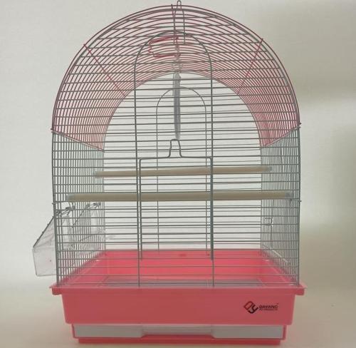 2 Kapılı Davul Kuş Kafes 35x28x46 cm Pembe