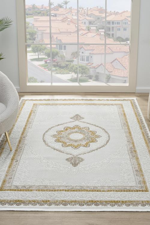 Touch Beyaz Sarı Salon Oturma Odası Çocuk Odası Yatak Odası Halısı 0TO347