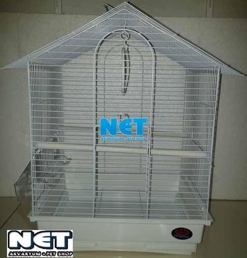 İki Kapılı Çatılı Muhhabbet Kafesi 35x28x46 2 ad Yemlik, 2 ad Tünek, 1 ad halka Oyuncak, Çekmeceli, Tel Izgaralı