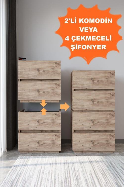 Ae-2034 Galata 4 Çekmeceli Patentli Çam Renkli Şifonyer Yatak Odası Bebek Odası Komodin