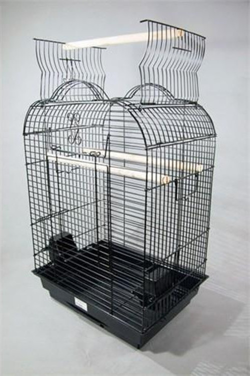 Pet Papağan Kafesi Açılır Çatılı Siyah 47x36x70