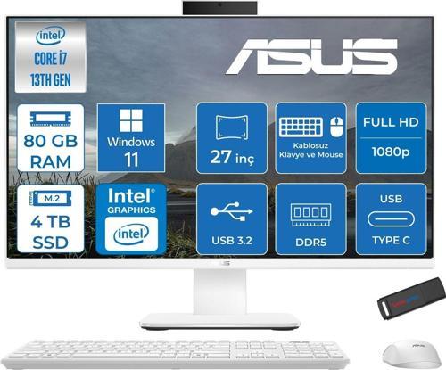 V470VAK Intel Core I7-13620H 80GB Ddr5 4tb SSD 27'' Fhd 100Hz 300NITS WIN11PRO Beyaz Allınone Bilgisayar ABI716512W0DP35+ZETTAUSBBELLEK