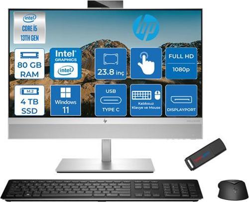 Aıo Elıteone 870 G9 Intel Core I5-13500 80GB Ddr5 4tb SSD Intel UHD Grafik Kartı 770 23.8" Fhd IPS 250NITS Windows 11 Pro Dokunmatik All In One Bilgisayar 7B0J4EAP24 + Zettausbbellek
