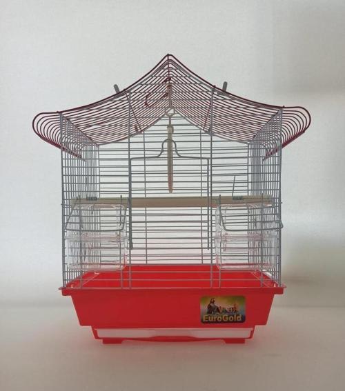 Qh Kuş Kafes Üçgen Çatılı 28x22x39 Kırmızı Muhabbet Kanarya