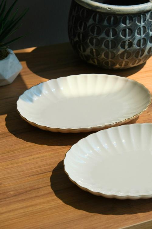 Bone Luz Altın File Kayık Tabak 27x19cm BNLZF28KY20 2 li