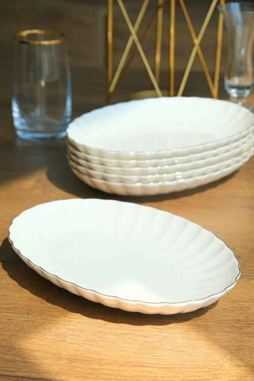 Bone Luz Altın File Kayık Tabak 27x19cm BNLZF28KY20 6 lı