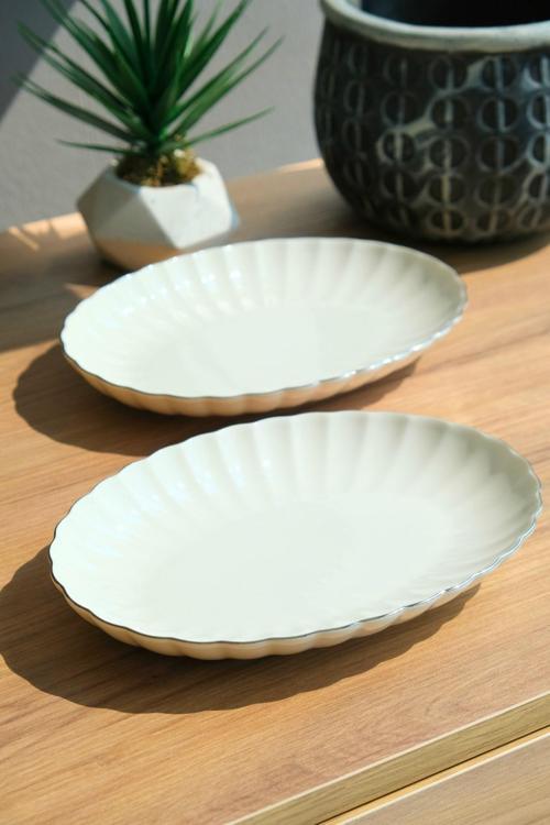 Bone Luz Platin File Kayık Tabak 27x19cm BNLZF28KY220 2 li