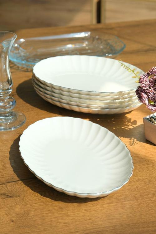 Bone Luz Platin File Kayık Tabak 27x19cm BNLZF28KY220 6 lı