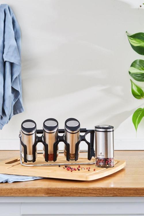 Walter Inox Line 4'lü Standlı Baharat Takımı
