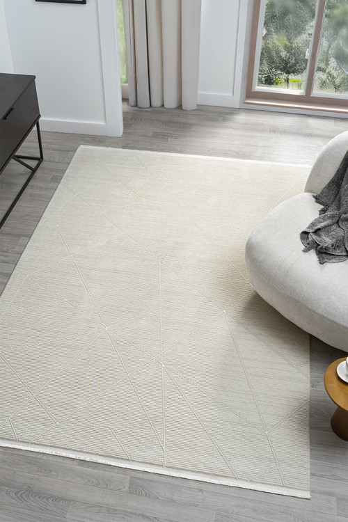 Dream Beyaz Halı Modern Dokuma Halı Salon Oturma Odası Yatak Odası Halısı 13836A