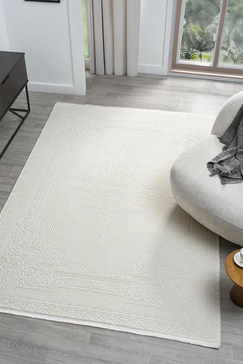 Dream Beyaz Halı Modern Dokuma Halı Salon Oturma Odası Yatak Odası Halısı 13846A