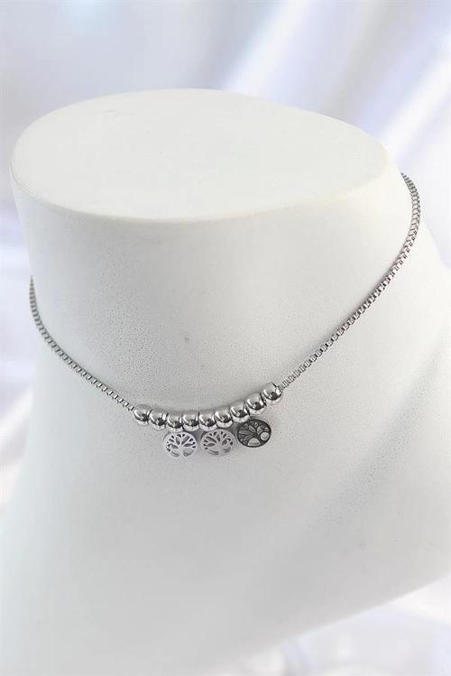 316L Çelik Gümüş Renk Yaşam Ağacı Model Kadın Halhal