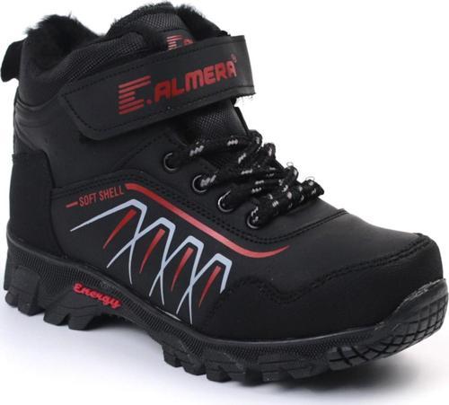 Unisex Çocuk Siyah Kırmızı İçi Kürklü Kışlık Termo Taban Suya Soğuğa Dayanıklı Günlük Rahat Outdoor Bot