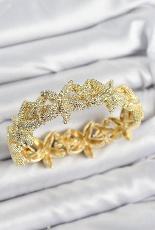 Pirinç Deniz Yıldızı Model Gold Renk Lastikli Kadın Bileklik - EBJ250802W37113
