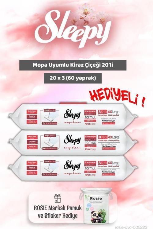 3 adet Mopa Uyumlu Kiraz Çiçeği 20'li ve Rosie Bebek pamuğu