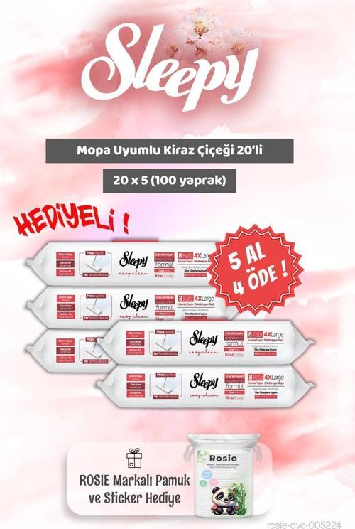 5 AL 4 ÖDE Sleepy Kiraz Çiçeği Mopa Uyumlu 20'li ve Rosie Bebek pamuğu