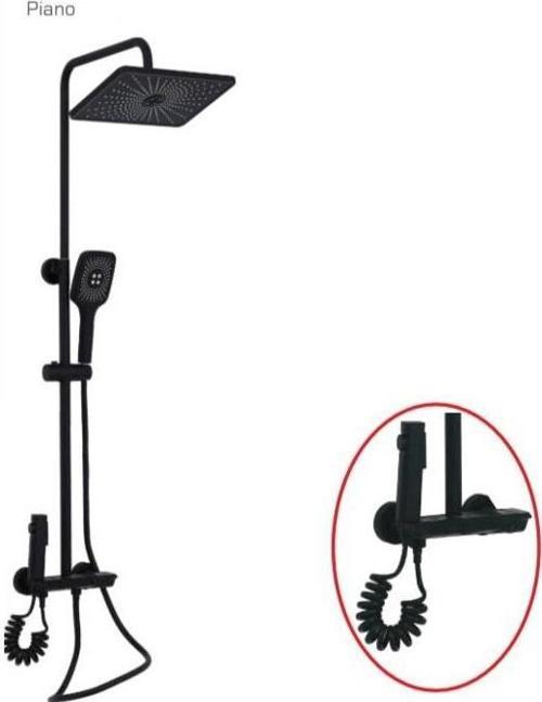 Piano Bataryalı Duş Seti Mat Siyah DP.100.MS