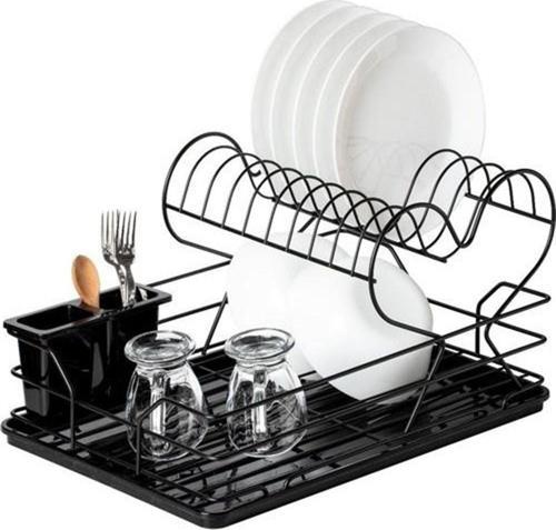 Lalezar Siyah Kalpli Efe Bulaşıklık Tabaklık Metal Bulaşıklık LZR-561